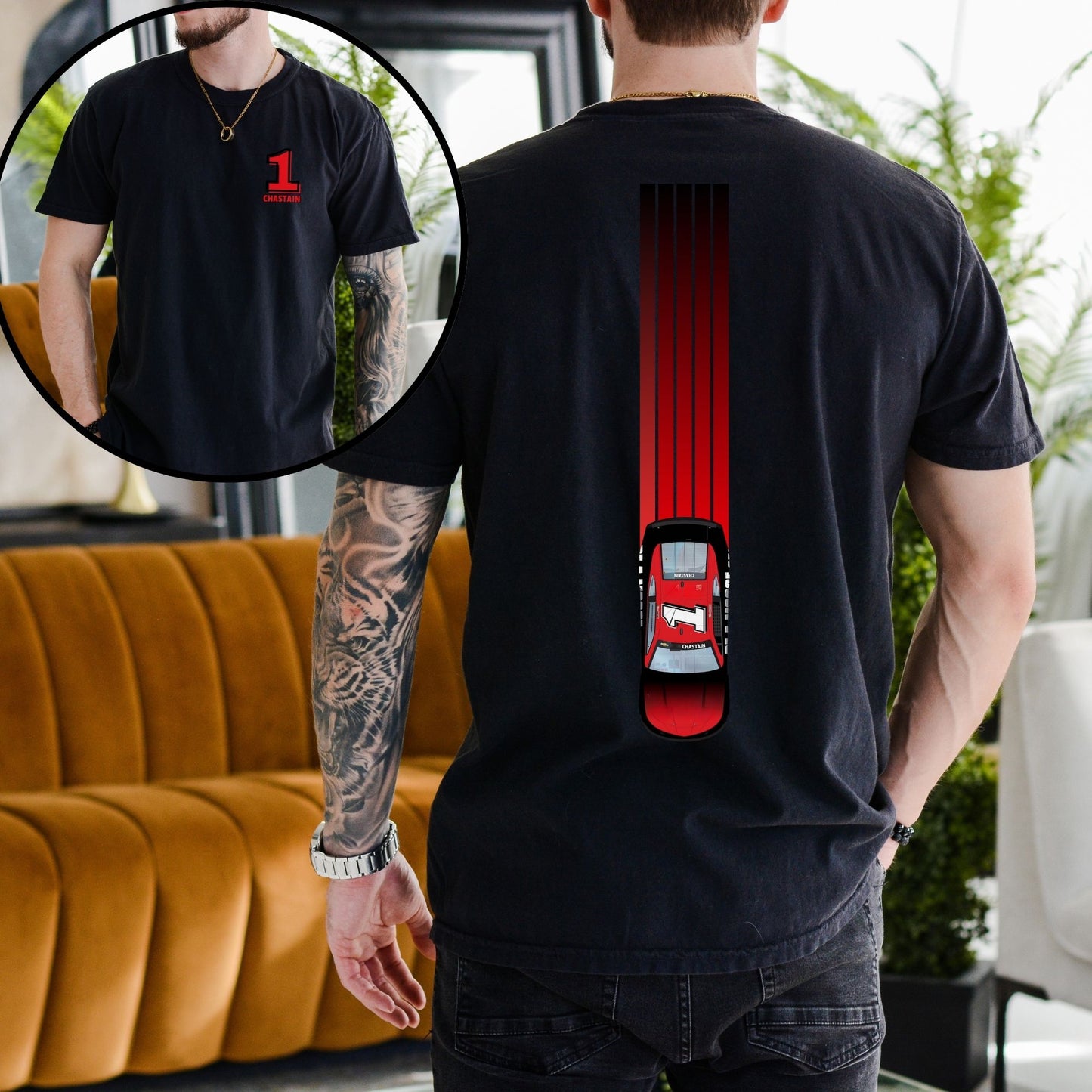 Ross Chastain T-Shirt/Racing Lines (Available in White, Gray and Black)