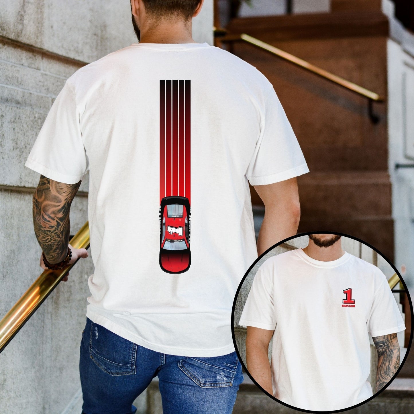 Ross Chastain T-Shirt/Racing Lines (Available in White, Gray and Black)