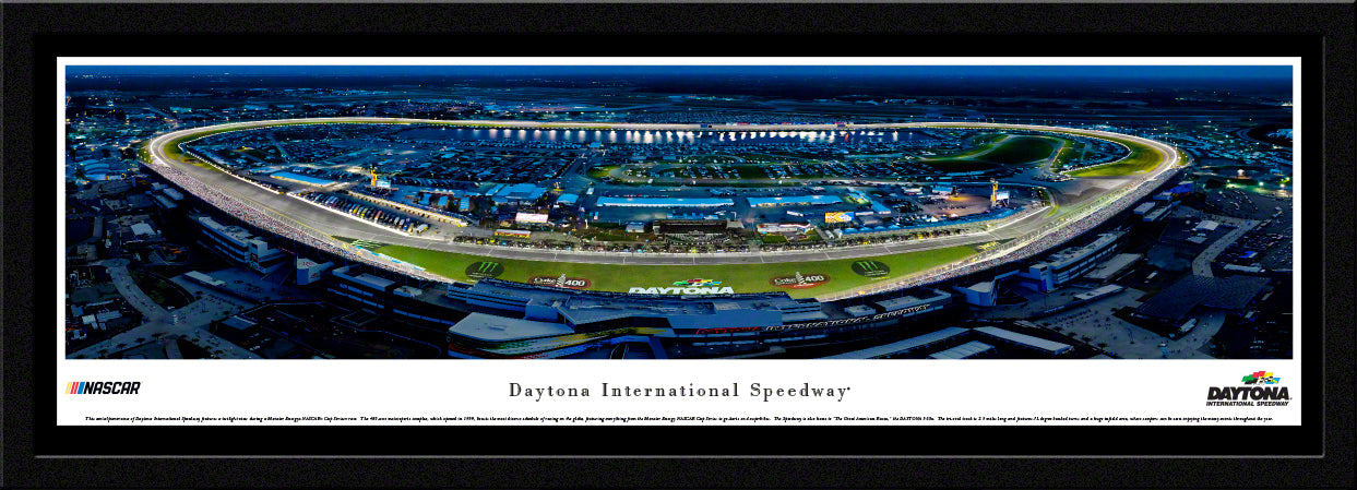 Daytona International Superspeedway Night Race Panoramic Wall Art Print (Unframed and Framed)