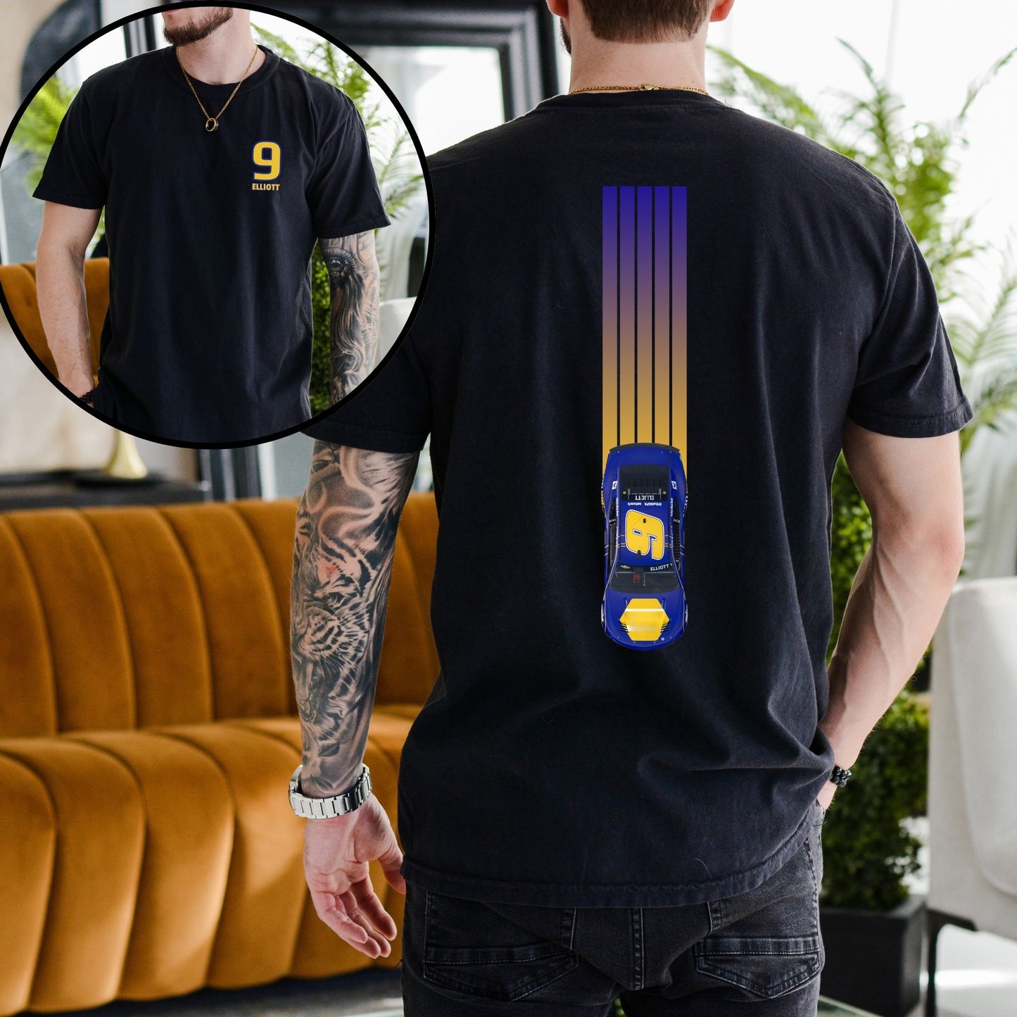 Chase Elliott T-Shirt/Racing Lines (Available in White, Gray and Black)