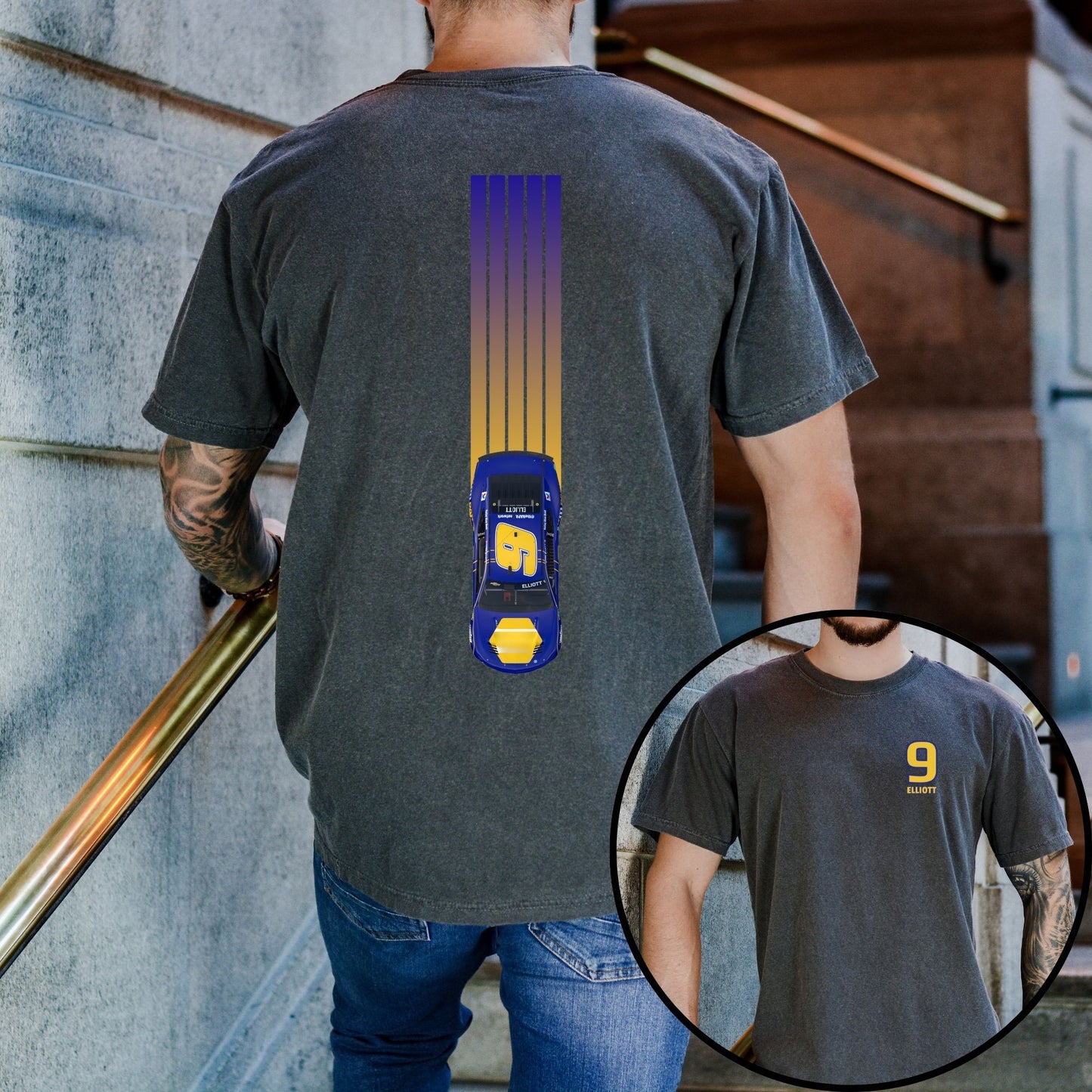 Chase Elliott T-Shirt/Racing Lines (Available in White, Gray and Black)