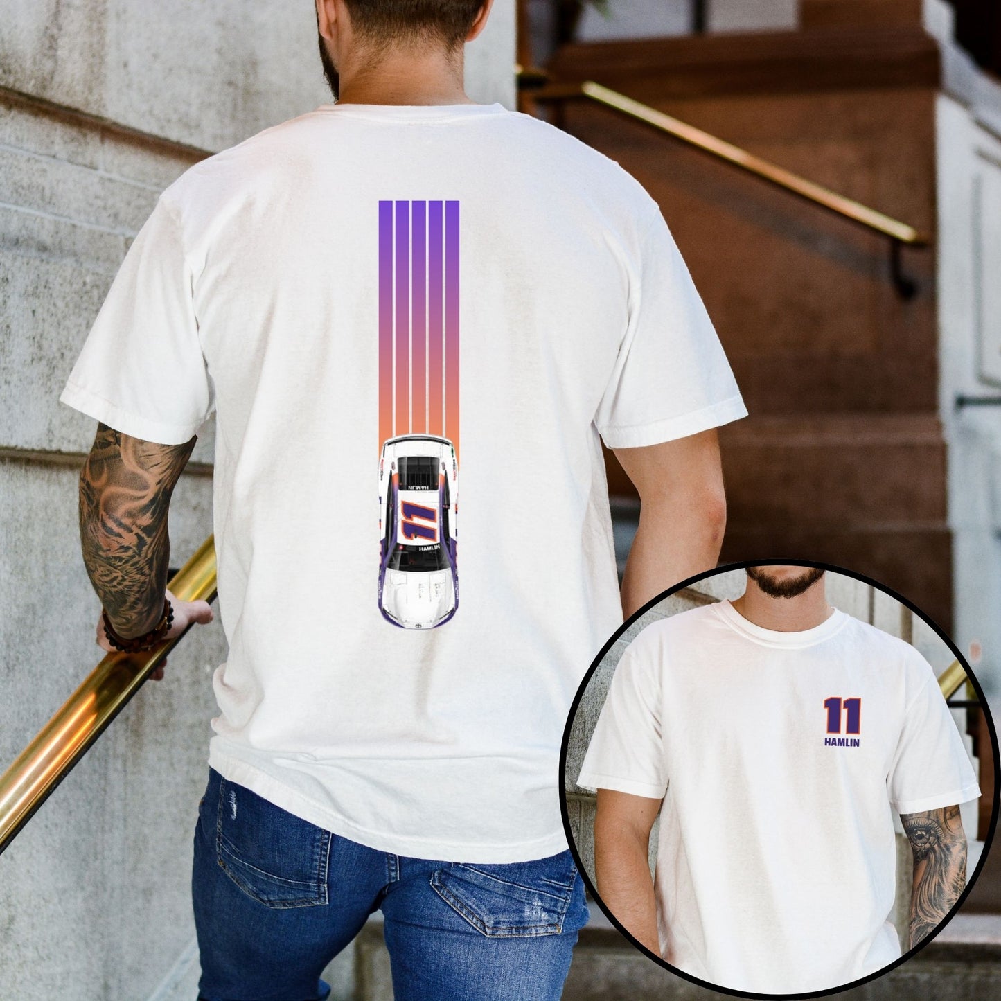Denny Hamlin T-Shirt/Racing Lines (Available in White, Gray and Black)