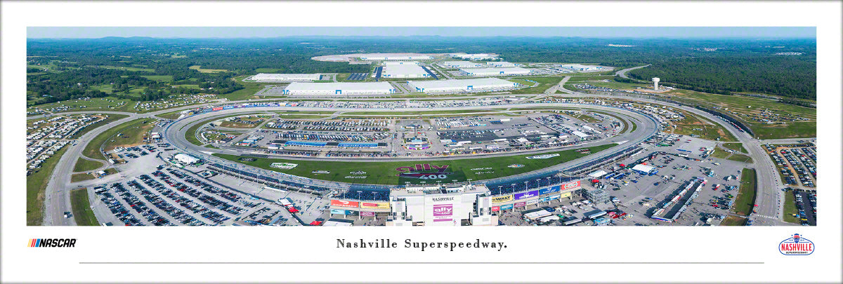 Nashville Superspeedway Race Panoramic Wall Art Print (Unframed and Framed)