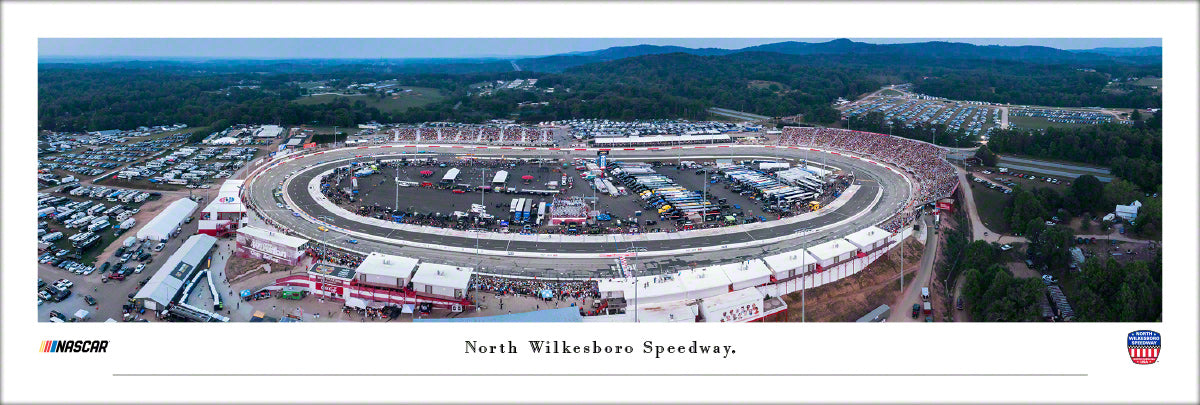 North Wilkesboro Speedway Race Panoramic Wall Art Print (Unframed and Framed)