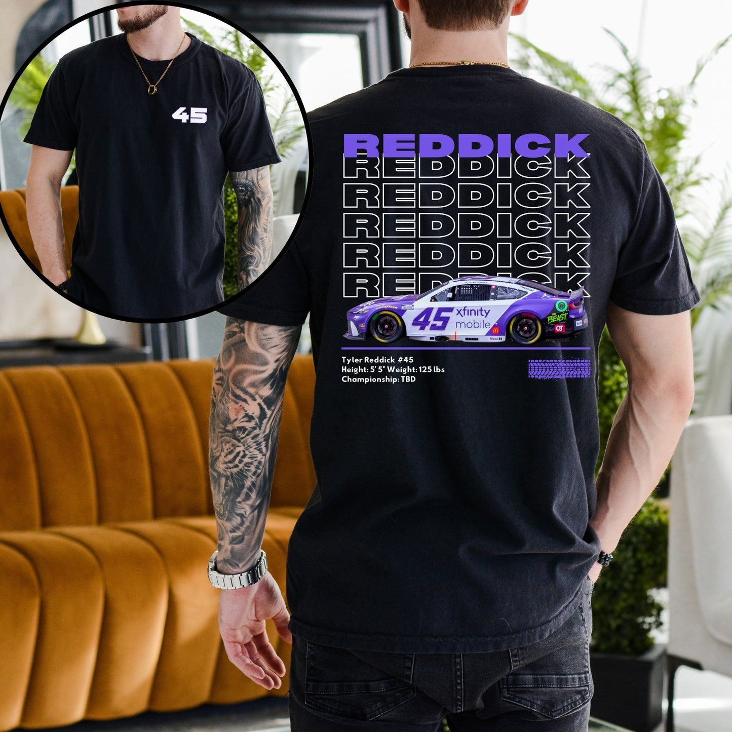 Tyler Reddick T-Shirt/Repeating (Available in White, Gray and Black)