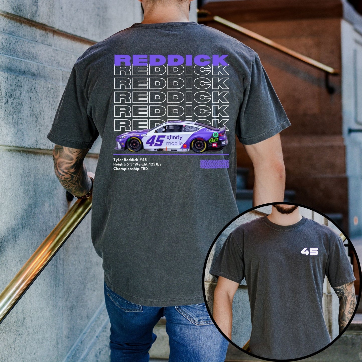 Tyler Reddick T-Shirt/Repeating (Available in White, Gray and Black)