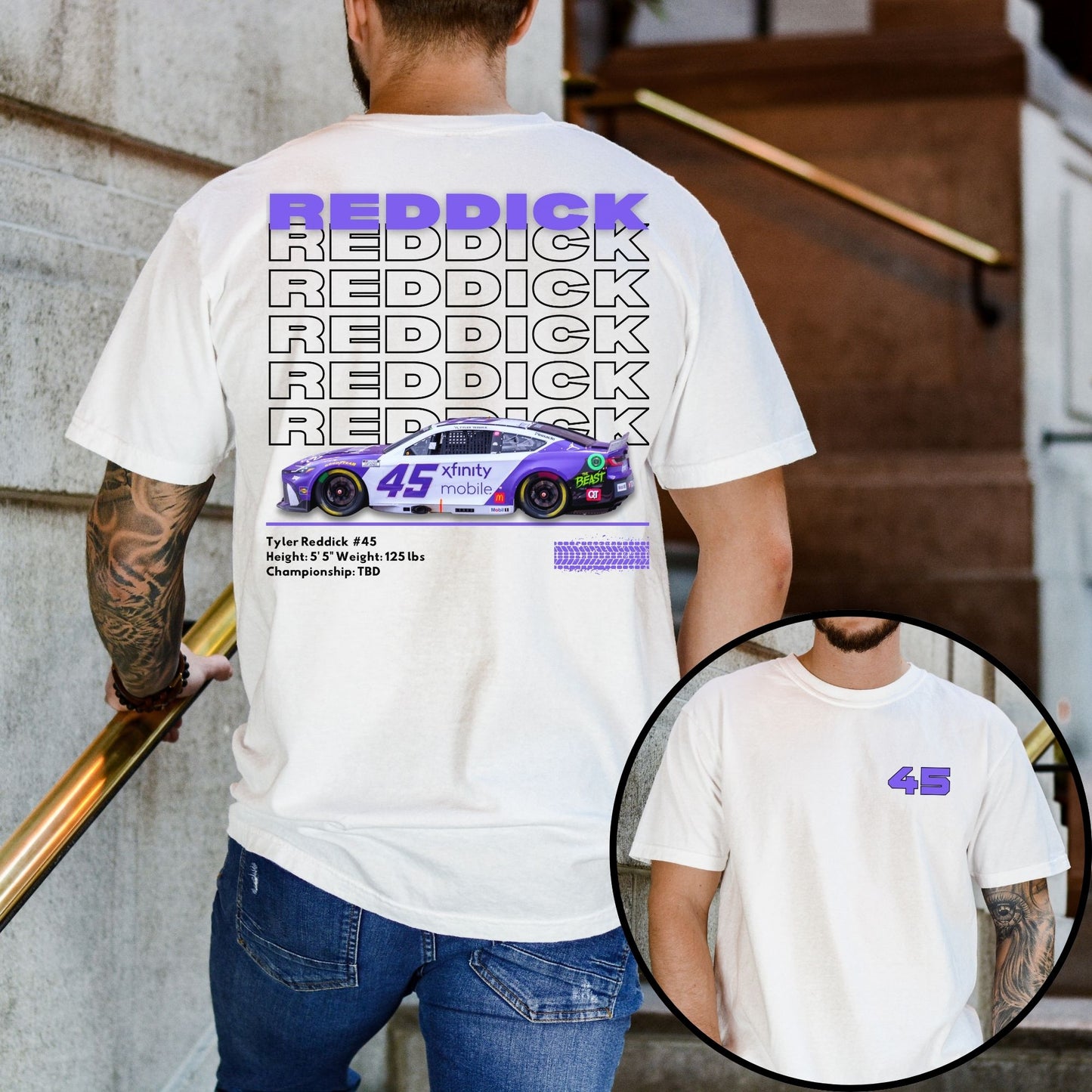 Tyler Reddick T-Shirt/Repeating (Available in White, Gray and Black)