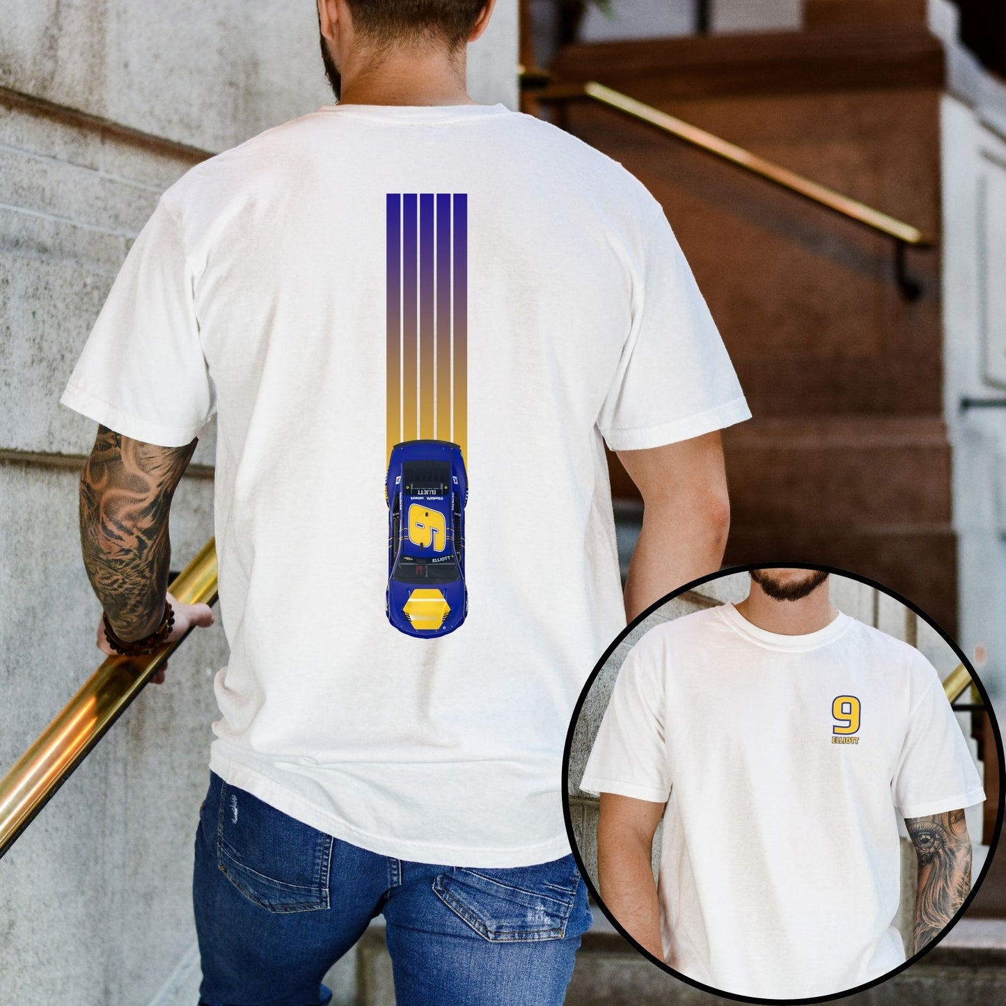Chase Elliott T-Shirt/Racing Lines (Available in White, Gray and Black)