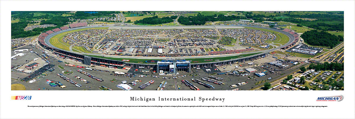 Michigan International Speedway Race Panoramic Wall Art Print (Unframed and Framed)