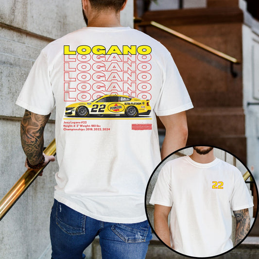 Joey Logano T-Shirt/Repeating (Available in White, Gray and Black)